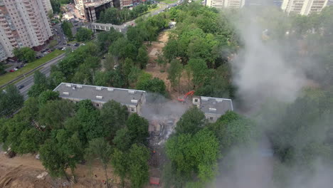 An-aerial-view-of-a-residential-building-in-the-process-of-demolition
