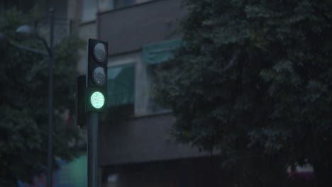 Green-traffic-light-under-the-rain