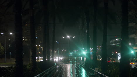 Night-city-after-the-rain-Car-traffic-and-lights-on-wet-roads