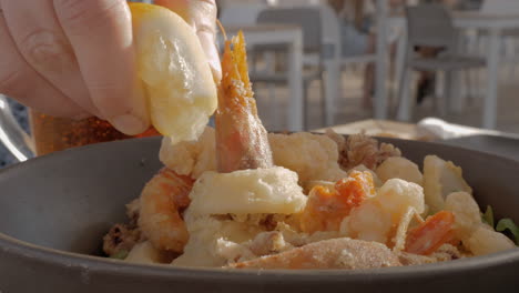 Seafood-tempura-dish-in-outdoor-restaurant