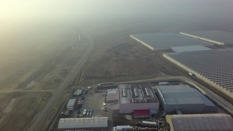 Aerial-shot-of-production-facility-and-industrial-warehouses