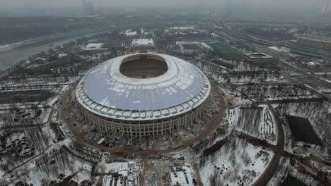 Luftaufnahme-Von-Moskau-Mit-Luzhniki-Stadion-Im-Umbau,-Russland