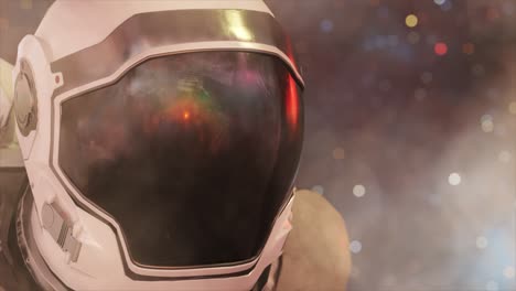 Astronaut-Im-Weltraum-Astronautenhelm-Nahaufnahme-Universum-Und-Weltraum-Im-Hintergrund-3D-Animation