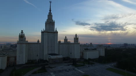 An-aerial-view-of-Moscow-State-University-in-the-evening