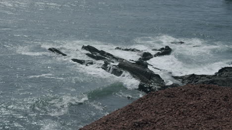 Lanzarote-coastal-line-with-ocean-waves-hitting-lava-rocks-Canary-Islands