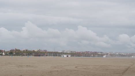 Panorama-of-city-beach-in-Valencia-and-rough-sea-Spain