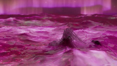 Futuristisches-Konzept-Seil-Mann-Schwimmt-In-Lila-Neon-Weltraum-Meer-Science-Fiction-Web-3D-Animation-Eines