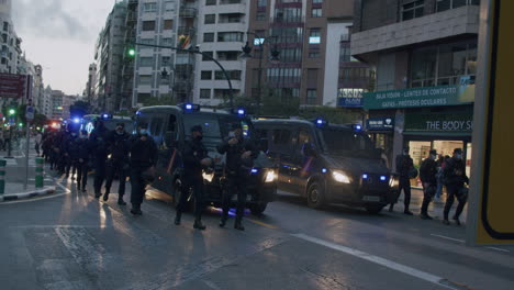 Police-column-in-the-street-of-Valencia-on-Spain-Independence-Day
