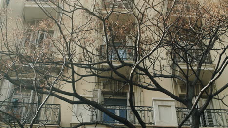 Old-European-apartment-house-with-bare-trees-in-front
