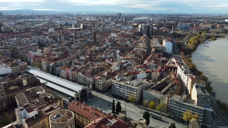Zaragoza-aerial-view-with-Central-Market-Spain