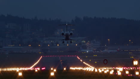 Nighttime-Business-Jet-Landing
