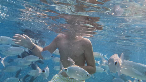 Teenager-underwater-surrounded-by-fish