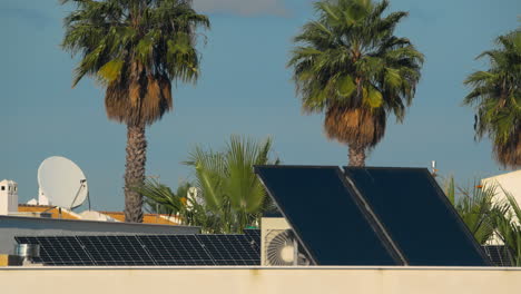 Rooftop-solar-panels-and-satellite-TV-dishes-in-Portugal