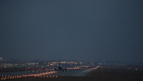The-takeoff-of-the-airplane-at-nighttime