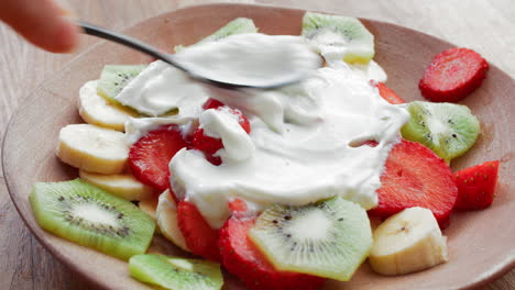 Fruit-salad-with-greek-yogurt-on-a-plate