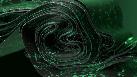 Emerald-Ribbons-with-Sparkling-Flecks-Twist-Into-a-Captivating-Dark-Green-Spiral-3D-Animation