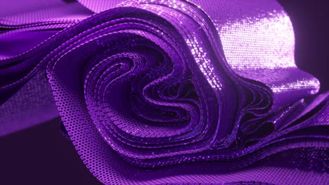 Ein-Violettes-3D-Band-Dreht-Sich-Mit-Einem-Leuchtenden-Punktmuster-Und-Erzeugt-Eine-Hypnotische-Visuelle-3D-Animation