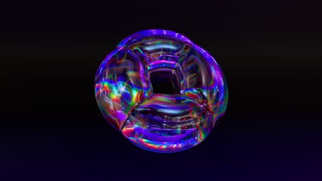 Die-CD-DVD-Dreht-Sich-Auf-Schwarzem-Hintergrund-Und-Verwandelt-Sich-In-Einen-Aufblasbaren-Donut-förmigen-Ballon-In-Grüner-Neonfarbe