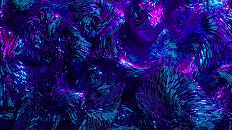 Fondo-3d-Con-Movimiento-Surrealista-En-Movimiento-Bolas-De-Fiesta-Onduladas-Festivas-Partículas-De-Esfera-Sustancia-Líquida-En-Color-Degradado-Púrpura