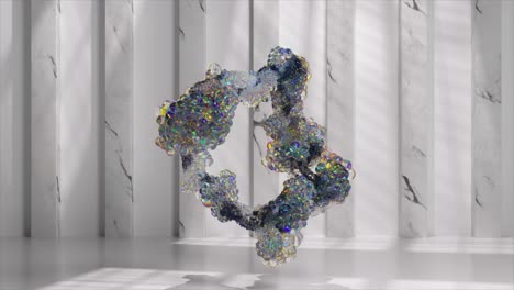 Abstrakte-Künstlerische-Videoanimation-Mit-3D-Bewegung-Verteilter-Bälle,-Basierend-Auf-Der-Verwendung-Kleiner-Bälle
