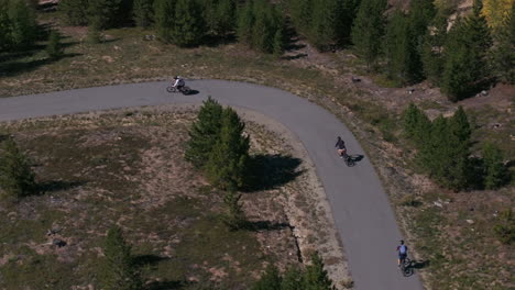 Frisco-Adventure-park-biking-bike-path-Lake-Dillon-Breckenridge-Colorado-aerial-cinematic-drone-early-yellow-fall-colors-Aspen-trees-afternoon-Keystone-Silverthorne-Ten-Mile-Range-circle-right-motion