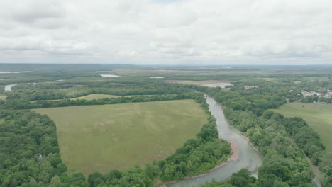 Aerial-View-Of-Mulberry-River,-Ozark-Mountains,-Newton-County,-Northwestern-Arkansas,-USA