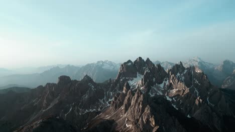 Beautiful-aerial-alpine-mountain-top-range-landscape,-famous-south-tyrol