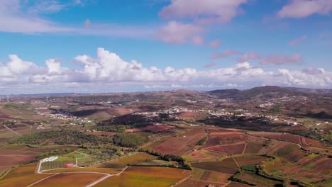 Aerial-panoramic-view-of-rural-area-in-Torres-Vedras,-Portugal