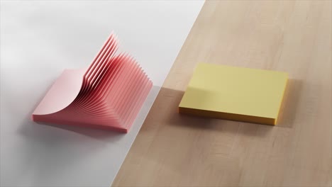 Top-View-of-Stacks-of-Office-Stickers-Stationery-Adhesive-Colored-Paper-Open-and-Close-Like-a-Fan