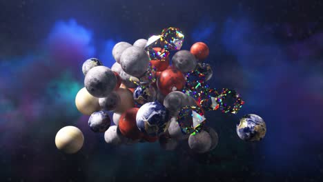 3D-Visualization-of-Space-Objects-Grouped-Together-Under-the-Force-of-Gravity-Planets-The-Astronaut