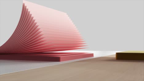 Advertising-Concept-Side-View-of-a-Stack-of-Office-Stickers-Sticky-Colored-Papers-3d-Animation-of-a