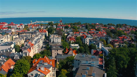 Drone-view-of-Sopot-city-in-Poland-at-sunny-summer-day
