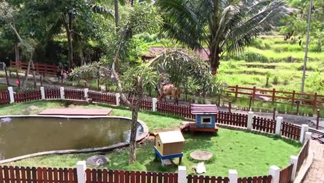 Kinder-Reiten-Unter-Anleitung-Von-Mitarbeitern-Auf-Einem-Spielplatz-Auf-Dem-Land,-Semarang,-Zentral-Java