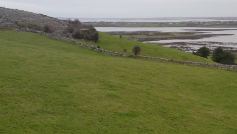 Aerial-Dolly-flying-over-fields-and-typical-irish-stone-walls