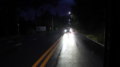 Car-goes-downhill-in-the-dark-during-storm-and-rain