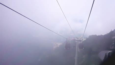 Viewed-from-an-ascending-cable-car,-the-terrain-and-surroundings-on-the-way-to-the-Resorts-World-Genting-luxury-complex-at-the-top-of-Mt