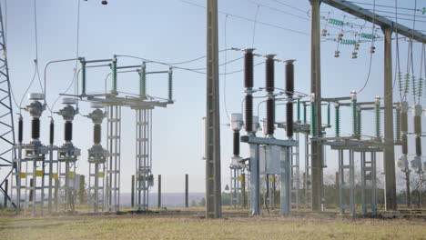 Conductors,-transformers,-transmitters-at-energy-power-substation.-Close-up