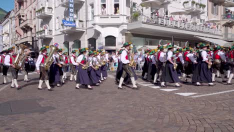 A-marching-band-at-the-grape-festival-held-annually-in-Meran---Merano,-South-Tirol,-Italy