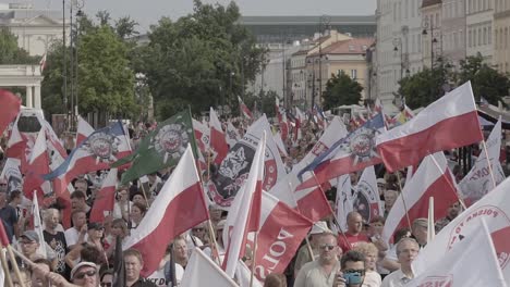 Patriotas-Polacos-Ondeando-Banderas-Polacas-En-Una-Marcha-En-Varsovia