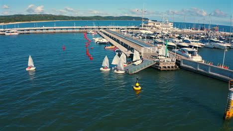 Optimist-dinghy-boats-going-to-the-Sopot's-Marina-in-Poland