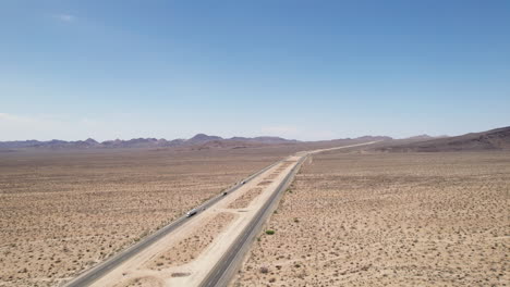 Aerial-panoramic-view-of-freeway-in-desert