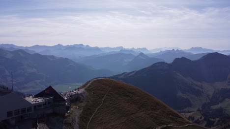 aerial-shot-of-summit-on-Moleson-Switzerland,-relaxing-4k