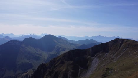 Aerial-drone-shot-of-mountain-in-Switzerland-Molseon,-relaxing-4k