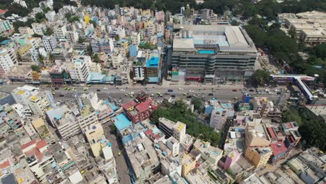 Aerial-cine-video-of-a-BTM-Layout,-an-abbreviation-of-Bannerghatta,-Tavarekere-and-Madiwala-Layout-is-a-locality-in-Bengaluru,-Karnataka,-India