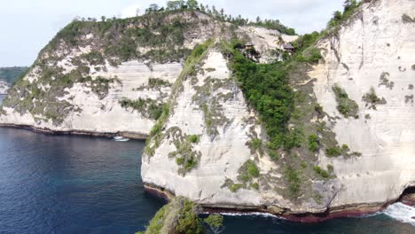 Seaside-Treehouse-huts-atop-towering-ocean-cliffs-at-Rumah-pohon,-Nusa-Penida