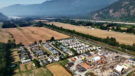 Open-Industrial-Area-Next-To-Homepark-And-Regional-Airpark-In-Hope,-BC,-Canada