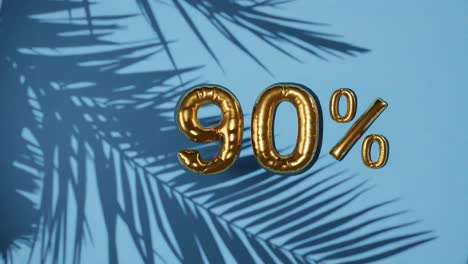 90-%-Rabattverkauf-Auf-Hintergrund-Mit-Sanfter-Palmenbrise,-Feiertags-Sommerverkaufskonzept
