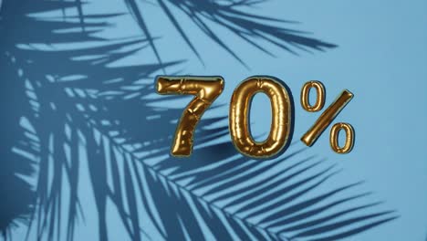 Prozentsatz-60-%-Rabattverkauf-Auf-Blauem-Hintergrund-Mit-Sanfter-Palmenbrise,-Feiertags-Sommerverkaufskonzept