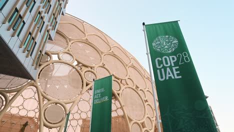 Site-view-of-COP28-UAE-held-at-Expo-City-in-Dubai,-United-Arab-Emirates