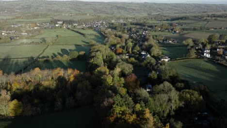 England-Wales-Grenze-Hay-on-Wye-Herbstliche-Luftlandschaftsbäume